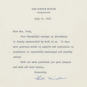 Patricia Nixon Brief Präsident USA Richard Support Letter Autograph 1973 - Bild 1 von 3