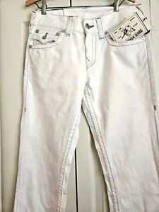 Jeans donna True Religion World Tour patta dritta taglia 30 BIANCO 33L vita media - Foto 1 di 21