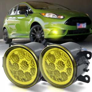 LED Fog Lights Front Bumper Lime yellow for FORD FIESTA 2014-2019 - Picture 1 of 11