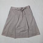 BCBG Maxazria Womens Pleated Skirt Size 6 Brown Cotton Lined Pockets Belted