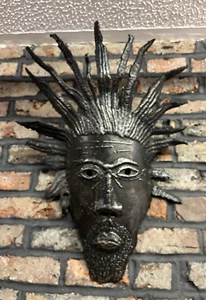 A large African themed iron wall mask sculpture bespoke art - Picture 1 of 16