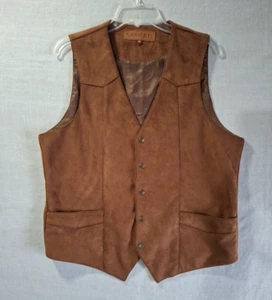 Gioberti Faux Suede Vest 5 button - Picture 1 of 8