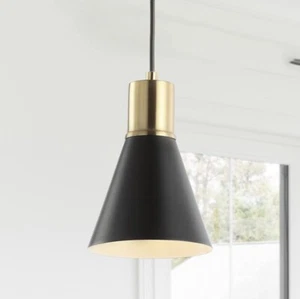 JONATHAN Y Apollo 6 in. 1-Light Black/Brass Gold Metal LED Pendant JYL6131A - Picture 1 of 7