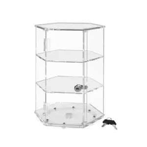 Spinning Acrylic Display Cabinet Clear Retail Locking Showcase - Picture 1 of 6