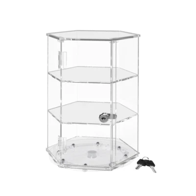 Spinning Acrylic Display Cabinet Clear Retail Locking Showcase - Image 1 of 4