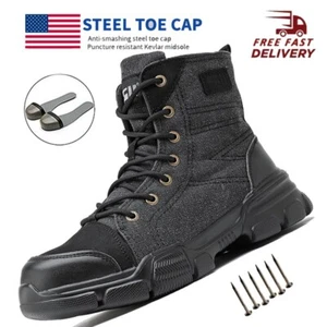 Steel Toe Shoes For Men Safety Shoes Construction Work Shoes Water Resistant - Picture 1 of 33