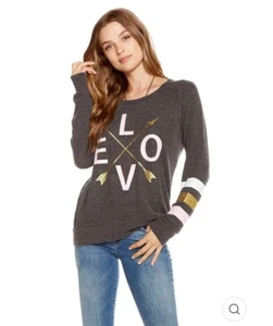 Chaser Love Strick Langarm Raglan Pullover Love Arrows Damen Größe L - Bild 1 von 10