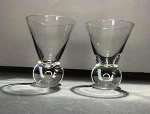 Coppia Bicchieri Cocktail Martini Vintage Base Bubble Ball MCM Retro Vetro Trasparente - Foto 1 di 10