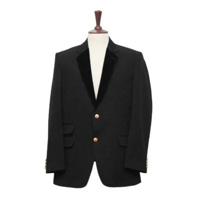 Blazer de esmoquin de lana negra 44R para hombre abrigo deportivo formal con solapa de terciopelo chaqueta de boda Foto 1 de 4