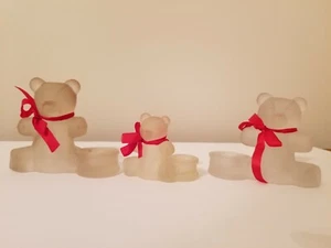 Milchglas Teddybär Kerzenhalter Set Weihnachtsdeko 3er Set Bären - Bild 1 von 2
