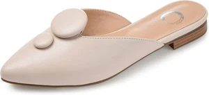 Journee Collection Mallorie spitz zulaufende Damen-Pantoletten flache Schuhe, hautfarben Größe 7,5M - Bild 1 von 3