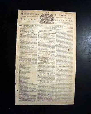 ETHAN ALLEN Patriota Americano CAPTURADO Guerra Revolucionaria 1775 Phila. Periódico PA Foto 1 de 4