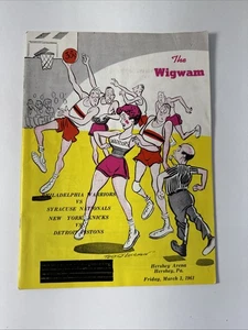 1961 Phila Warriors/Siracusa The Wigwam Program Wilt Chamberlain 47 Pts 27 Reb - Imagen 1 de 6