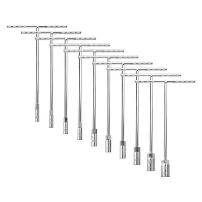 10 peças conjunto de soquete chave alça T tamanho métrico 7mm a 19mm soquete de aço 6 pontos - Imagem 1 de 4