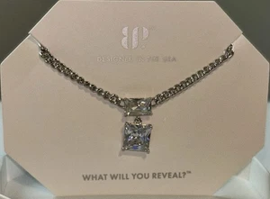 AS YOU WERE Diamond Cubic Zirconia Necklace on Rhodium Bomb Party NEW! - Picture 1 of 3
