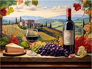Mural Azulejo Temático Vino Toscana Viñedo Cocina Pared Salpicadero Mármol Cerámica - Imagen 1 de 14