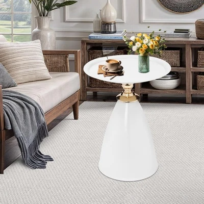 Mesa auxiliar, pequeña mesa auxiliar redonda, para salón, dormitorios, oficinas Foto 1 de 4