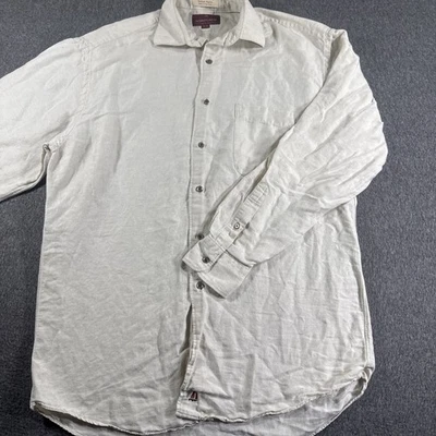 Camisa Nordstrom Clásica Calce Relajado Sólida Hombres 15-33 Lino Abotonada LS Off-White Foto 1 de 4