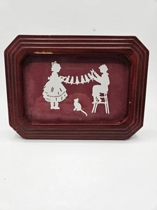 Scherenschnit corte de papel niños árbol de Navidad gato rojo hecho a mano - Imagen 1 de 10