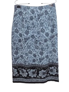 Maxi Falda Sag Harbor Suave Floral Cachemira Talla 12 Campesina Boho Elastizada Abertura Azul - Imagen 1 de 7