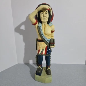 Vintage 17.5" Cigar Store Native American Indian Chief Statue Patriotic - Picture 1 of 11