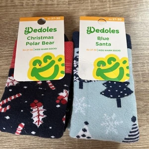 Dedoles Unisex Kids Socks 2 Pairs Christmas Polar Bear & Blue Santa UK 9-12 - Picture 1 of 9