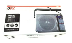 QFX R-24 Portable AM/FM/SW1-SW2 Radio Retro Collection, Sound Battery Silver - Picture 1 of 4