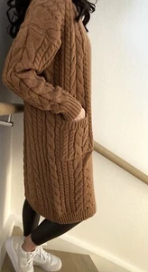 Cardigan 36 38 40 42 Camel Cognac Braun lang Strickjacke - Bild 1 von 4