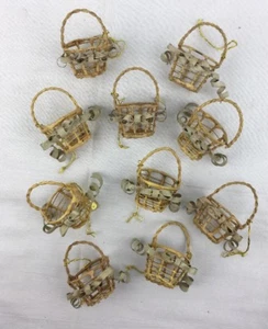 10 Mini Cestas de Alambre Envejecido con Arcos Lt Amarillo Melocotón Favores de Boda Pascua - Imagen 1 de 10