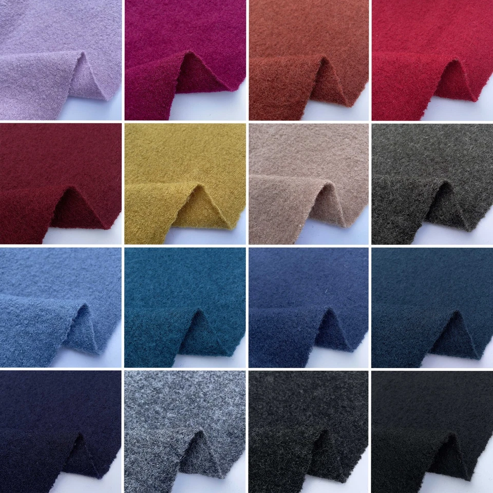 100% Boiled Wool Plain Coloured Berets Scarf Coats Fabric Material | 380 GSM - Image 1 of 1