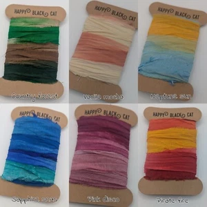 SARI CHIFFON RIBBON, tie dyed colours, sold at £3.49 per 5 metres - Picture 1 of 8