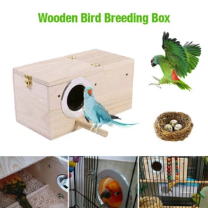 Wooden Bird Breeding Box Cage Nesting House Love For Parrot Budgie Birds Finch - Picture 1 of 12