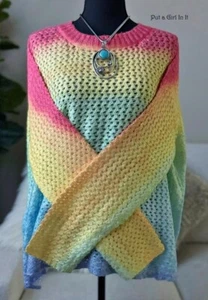 New PLUS SIZE Womens RAINBOW TIE DYE DYED OMBRE SOFT KNIT SWEATER 1X 2X 3X - Picture 1 of 4