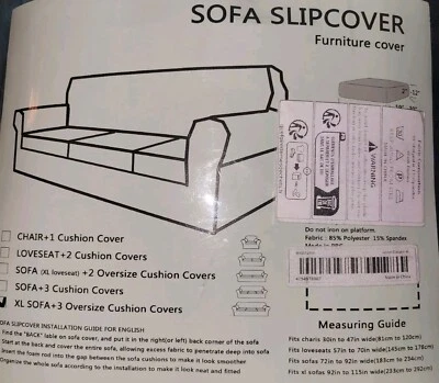 Funda para sofá XL de 3 plazas 92"-115" de ancho 3 cojines y sofá elástico natural Foto 1 de 4