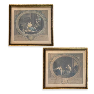 Hand-Colored Fragonard Lithographs by Nicolas de Launay, 18th C. (Pair) - Picture 1 of 7