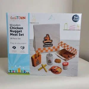 Little Town Wooden Chicken Nugget Meal Toy Set Kitchen Aldi Christmas Gift - Picture 1 of 5