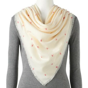 Damen LC Lauren Conrad solider weicher quadratischer Schal Marshmallow/Herz UVP 32 $ - Bild 1 von 5