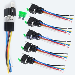 6pcs 5 Pin SPST Relay 30A ATO/ATC Blade Fuse 12V Fuse Relay Switch Harness Set - Picture 1 of 7