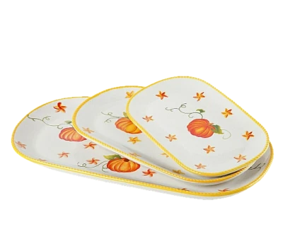 New Set of 3 Temp-Tations Pumpkin Patch Squoval Trays Serving Platter - Image 1 of 2