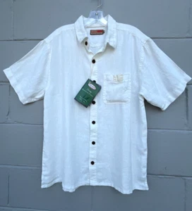 Camisa 100% Cáñamo “Lino” Manga Corta Camp Cruz Unisex Talla Pequeña Blanca Nueva con Etiquetas - Imagen 1 de 8