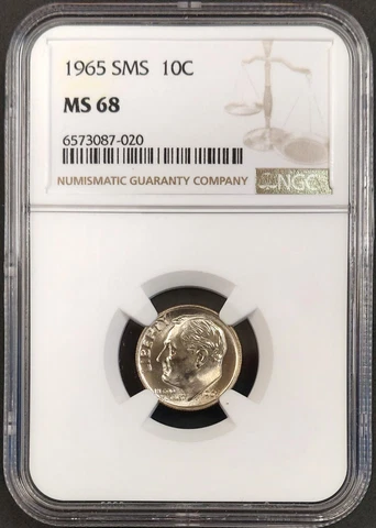 1965 SMS Roosevelt Dime certified MS 68 by NGC! Cover