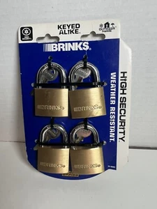 Brinks Set of 4 Padlocks Lock Keyed Alike Solid Brass Weather Resistant 40mm NEW - Picture 1 of 2