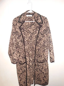 KASPER Long Duster Jacket Womens Size 2X Leopard Cheetah Pockets One Button Clos - Picture 1 of 6