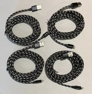 4x 10 Foot Charger Cable For iPhone 11/X/8/7/SE Nylon Braided 10 Feet 10ft Cord - Picture 1 of 1