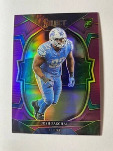 2022 Panini Select Prizm NFL lila Concourse Josh Paschal Lions RC/75 Karte - Bild 1 von 2