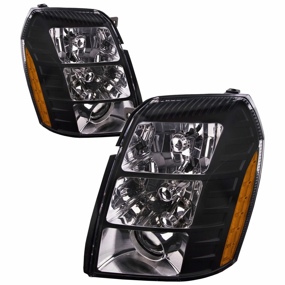 CADILLAC ESCALADE 2013 2014 PAIR BLACK HID HEADLIGHTS HEAD LAMPS LIGHTS - Imagem 1 de 1