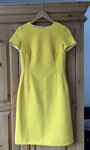 vintage handmade cocktail dress 1960s 1970s size 08-10 Yellow Office Darted - Picture 1 of 3