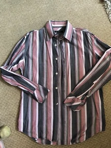 Full Circle Mens Trojan Shirt Striped Vintage Size M Striped Pink Grey - Picture 1 of 10