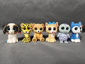 6 Ty Beanie Boos Mini Boo - Cheetah BEAR-KITTY- OSCAR THE OWL- SKYLAR- Duke - Picture 1 of 8