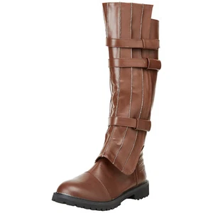 Adult Mens Walker Jedi Faux Leather Halloween Costume Brown Boots S M L XL - Picture 1 of 6